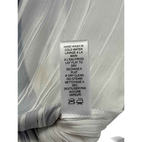 Komarov Long Sleeve Pleated Top Button-Up Gray White Lace-Up Back Womens Size S - Picture 8 of 8